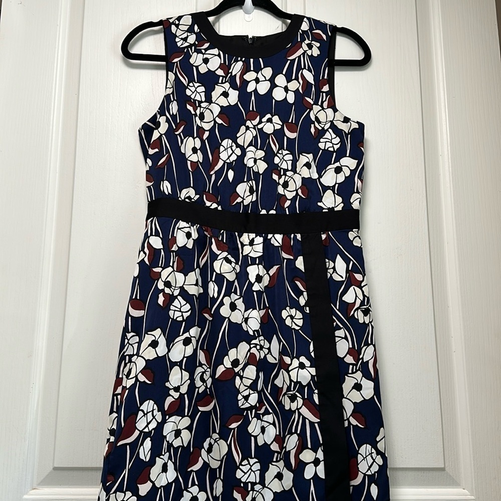 ANN TAYLOR Navy Blue Floral Dress Sz 2